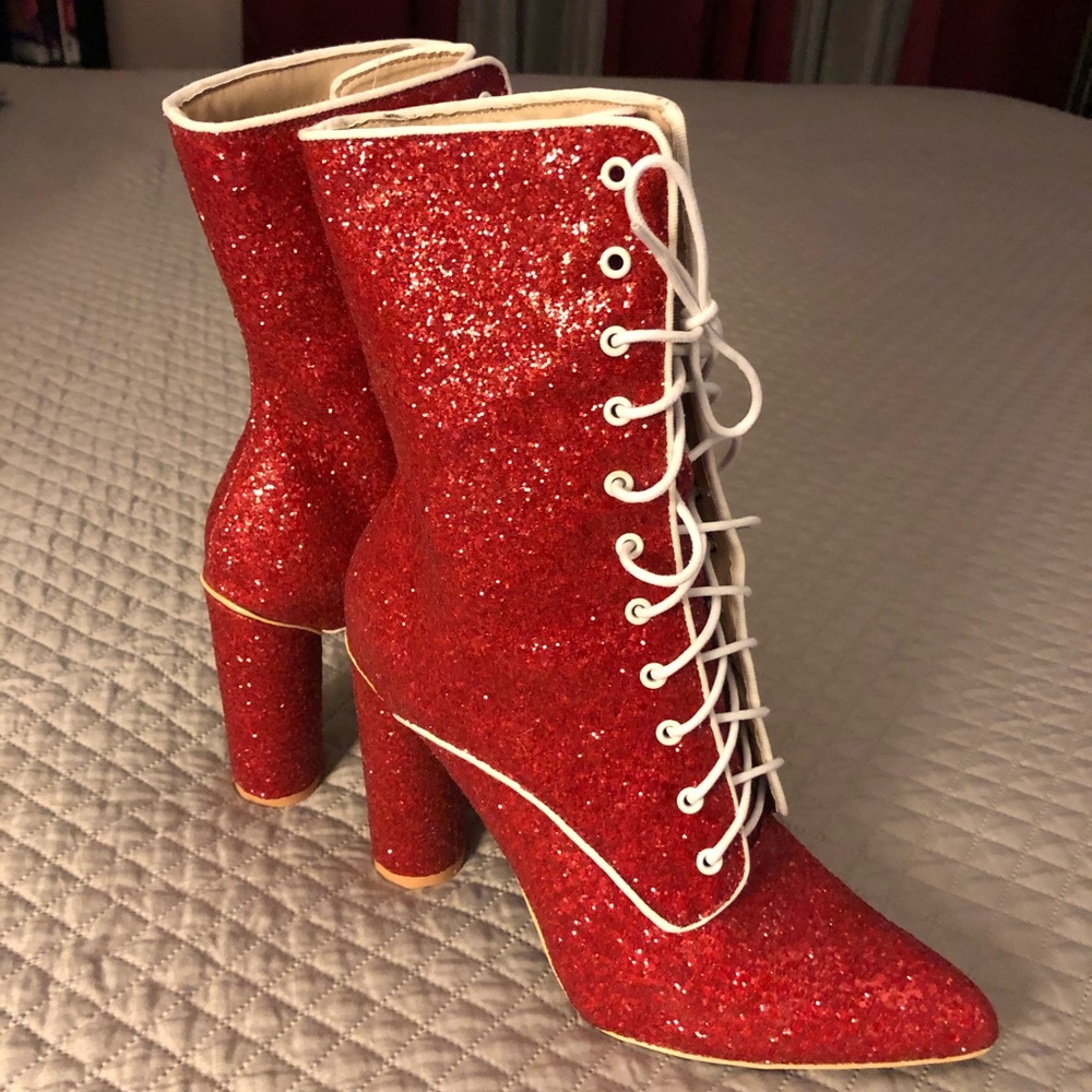 Red glitter boots